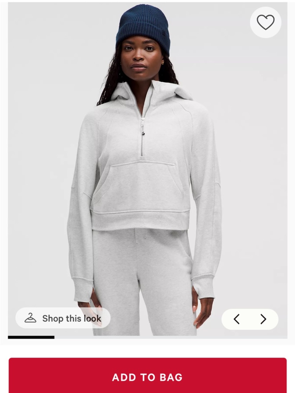 lululemon athletica Light Gray Half-Zip Hoodie